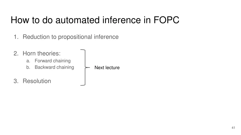 how to do automated inference in fopc