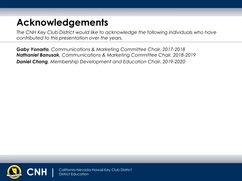 acknowledgements the cnh key club district would