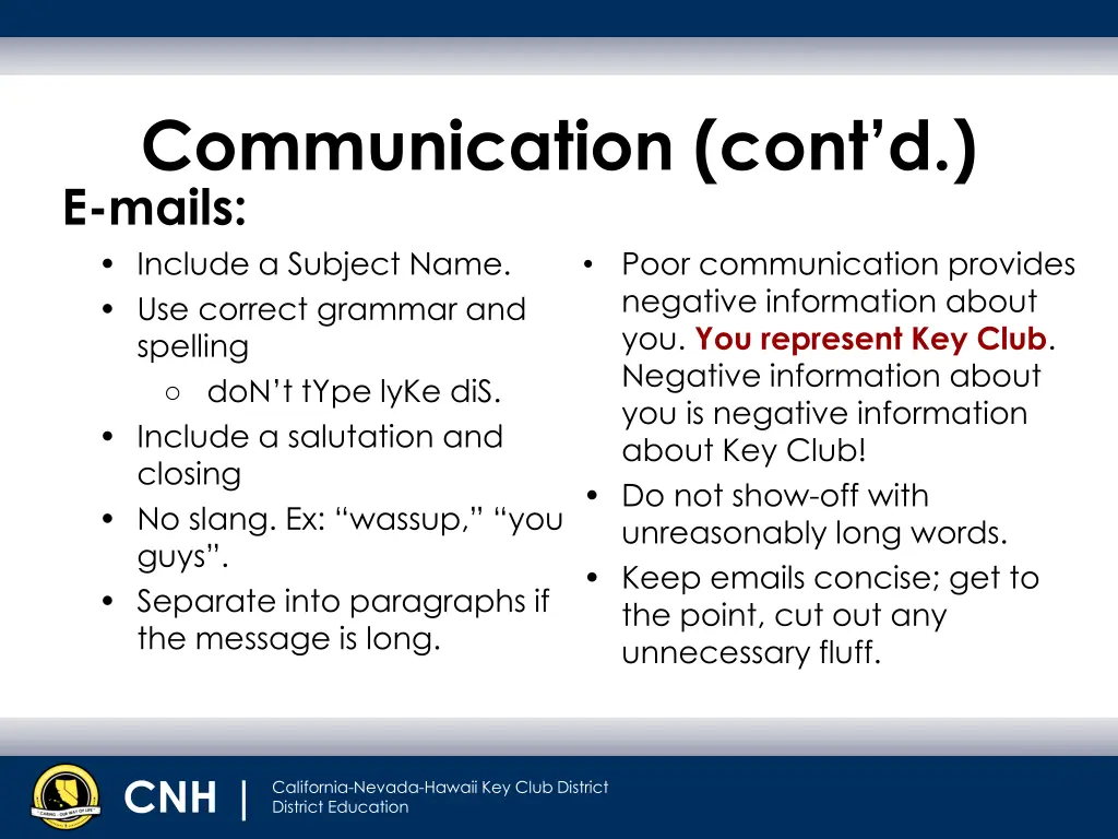 communication cont d
