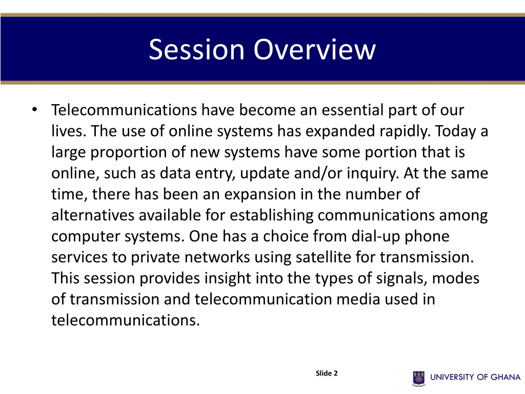 session overview
