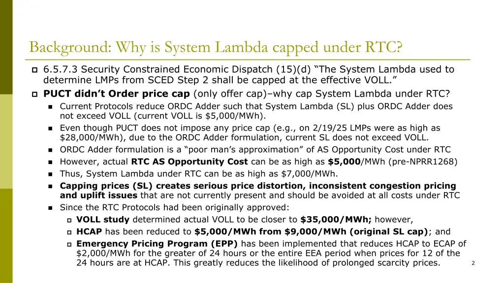 background why is system lambda capped under rtc