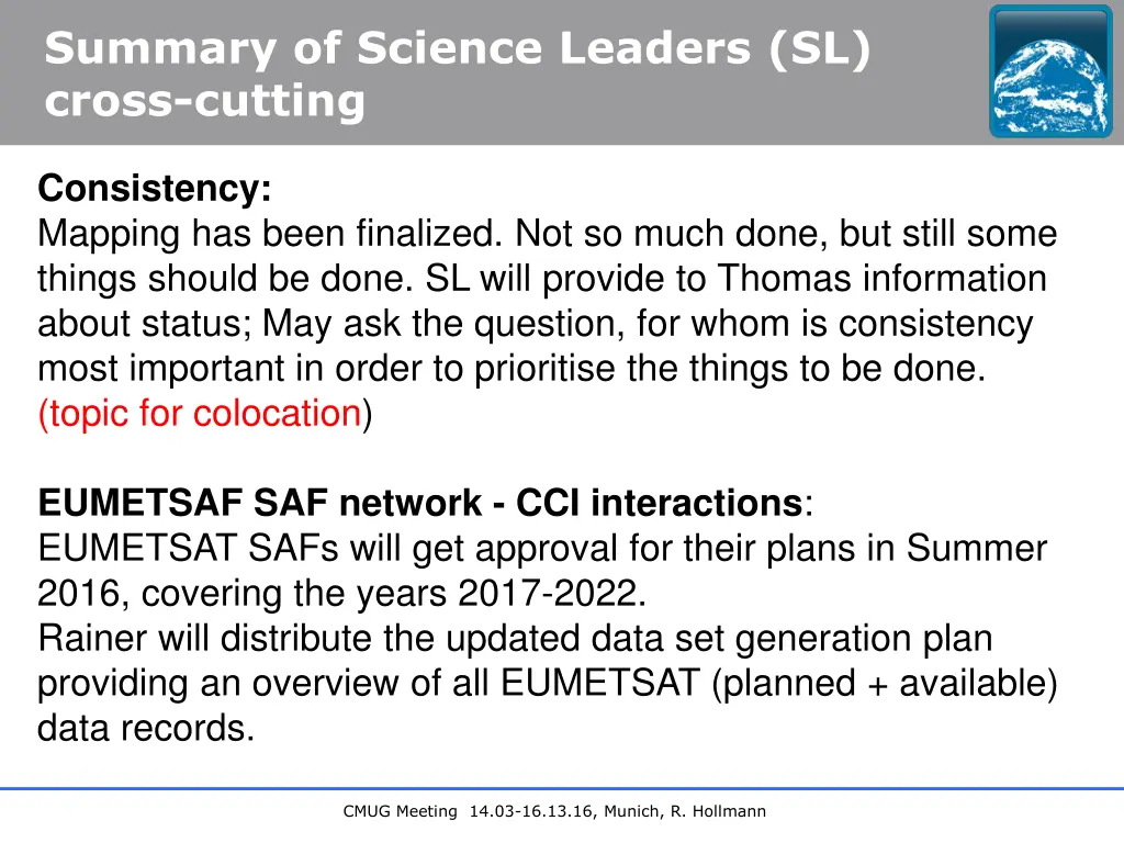 summary of science leaders sl cross cutting