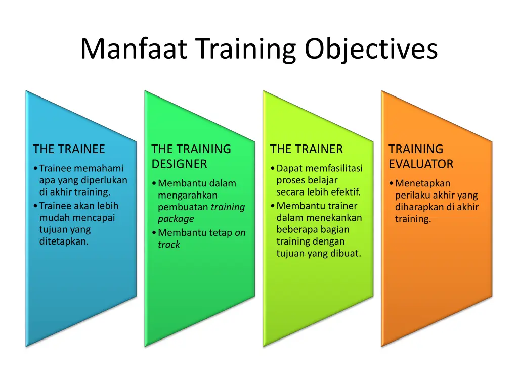 manfaat training objectives