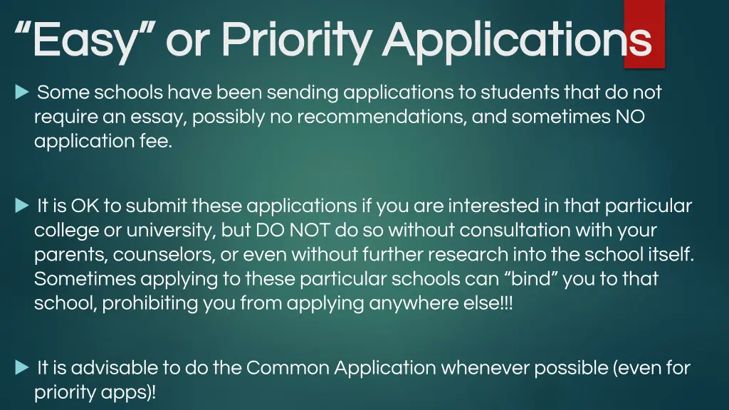 easy or priority applications easy or priority