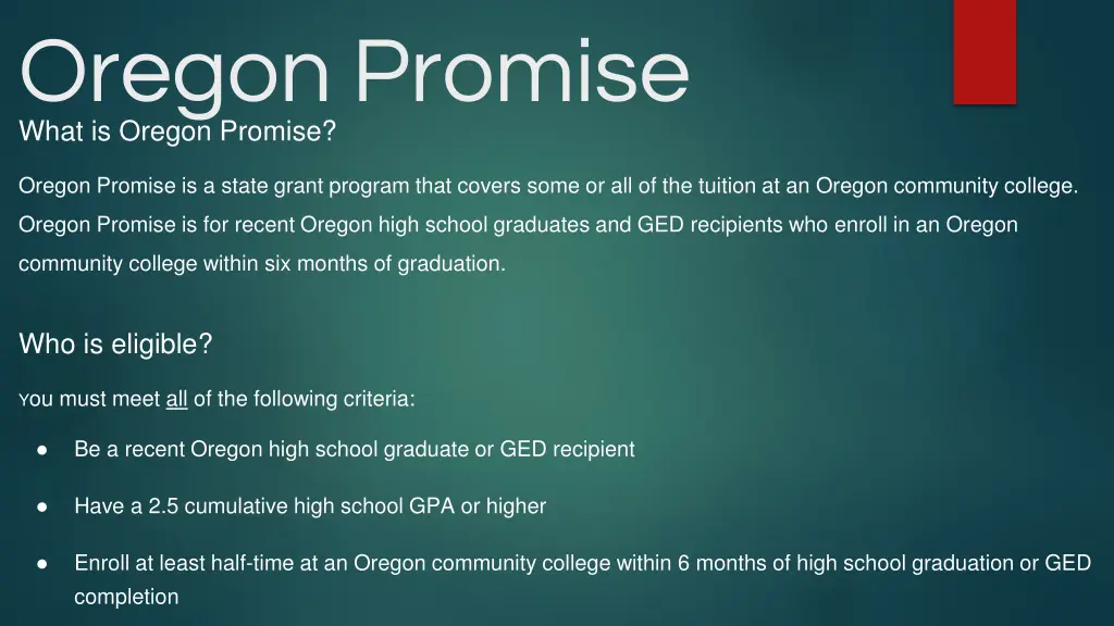 oregon promise what is oregon promise