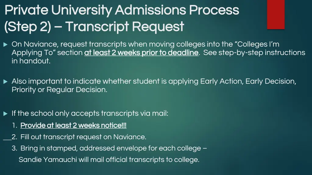 private university admissions process private