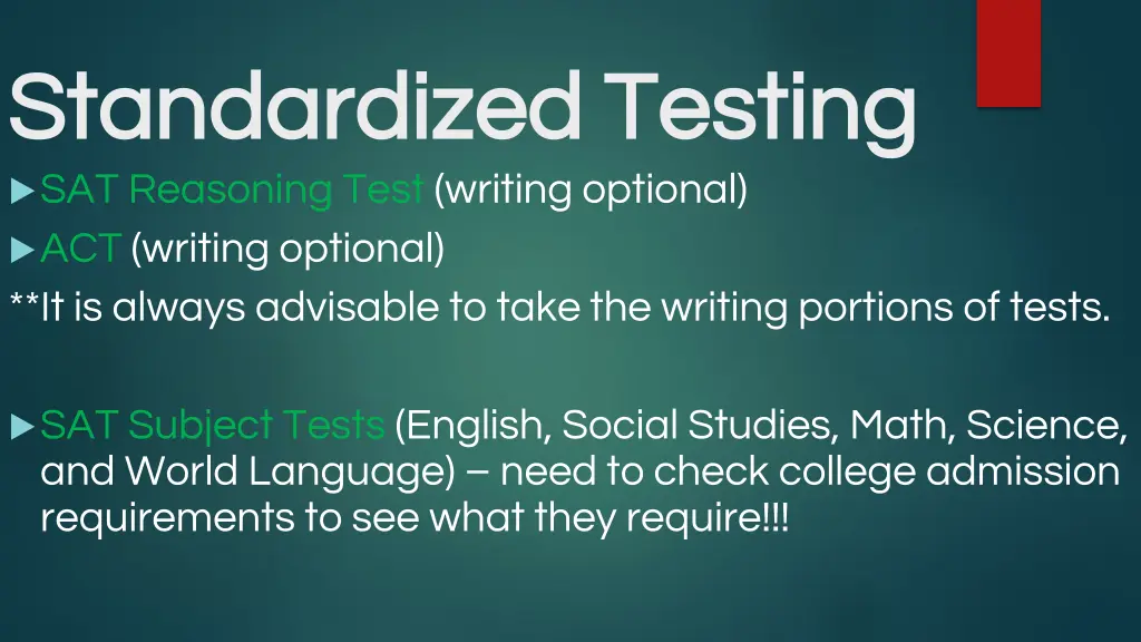 standardized testing standardized testing