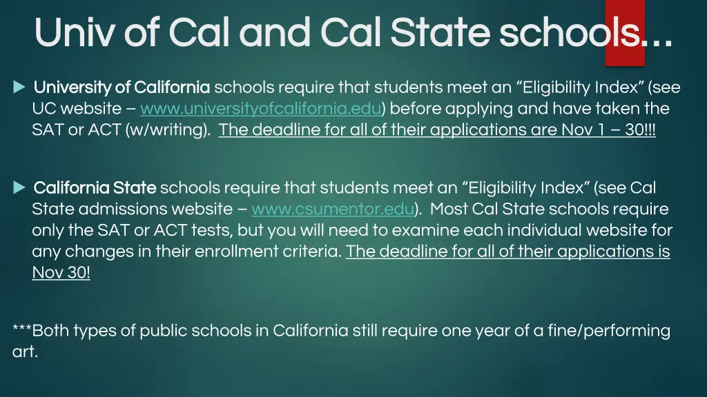 univ of cal and cal state schools univ