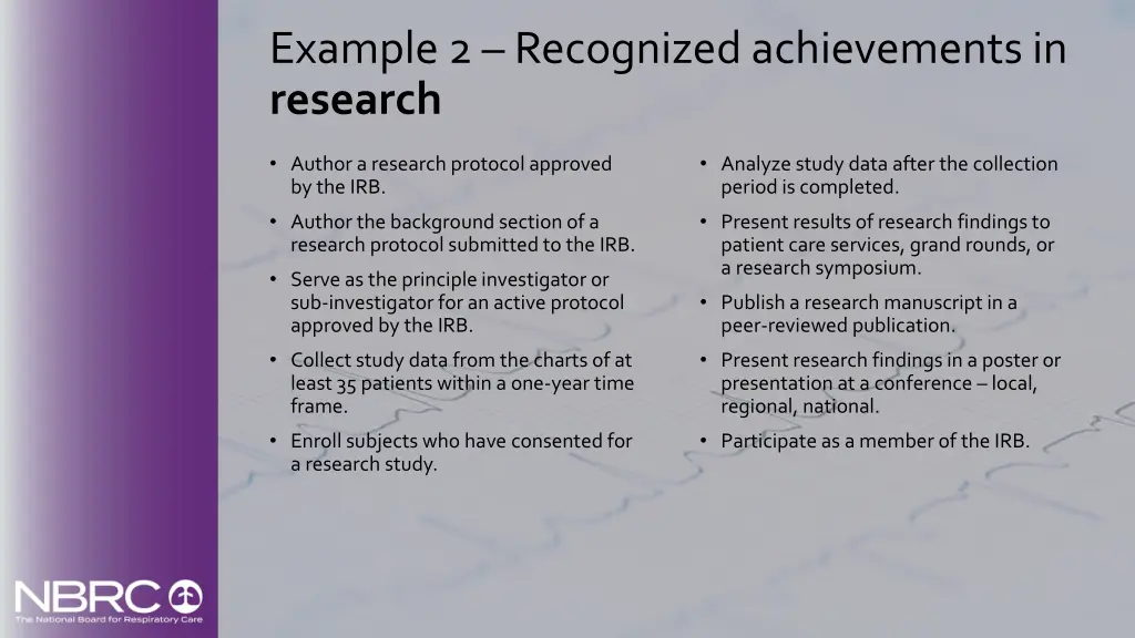 example 2 recognized achievements in research