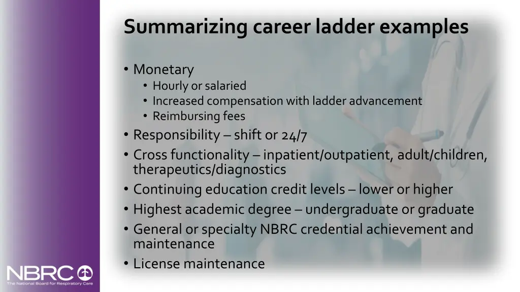 summarizing career ladder examples