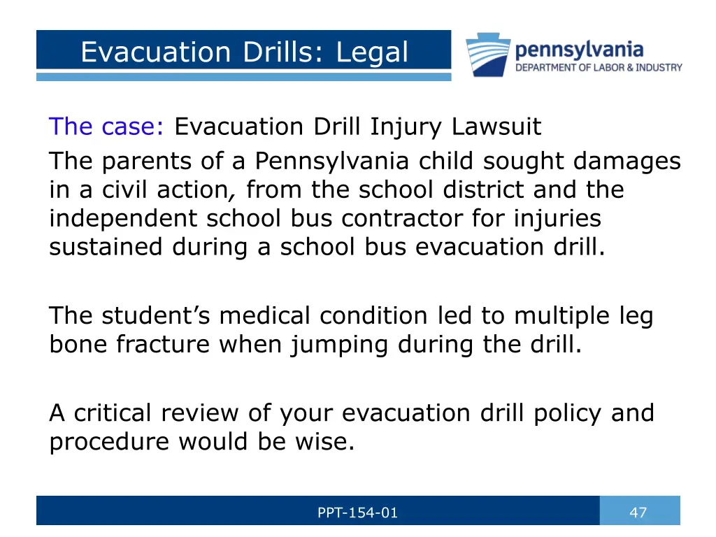 evacuation drills legal