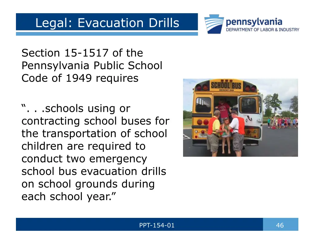 legal evacuation drills