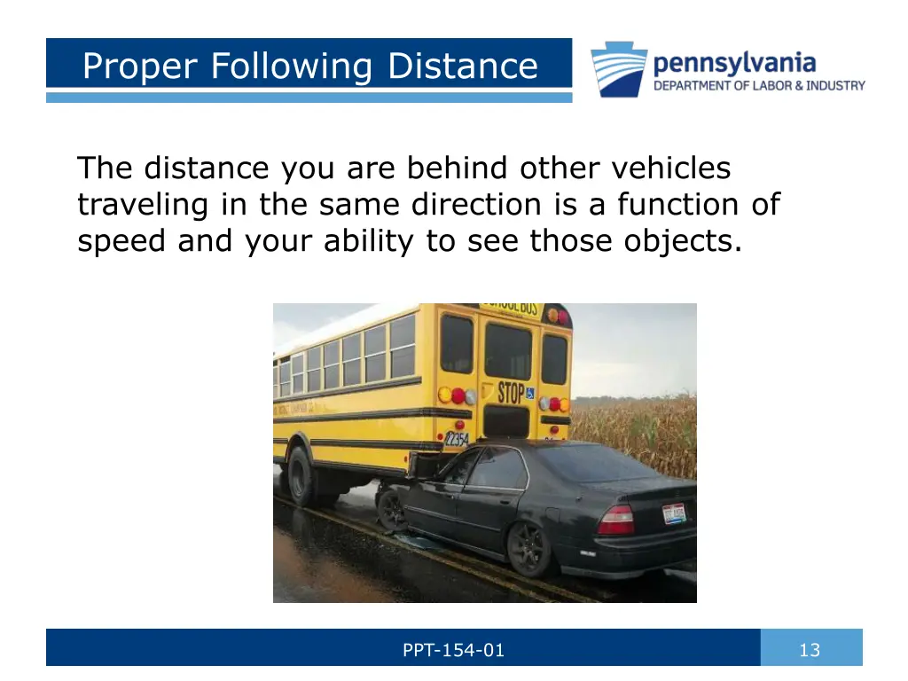 proper following distance