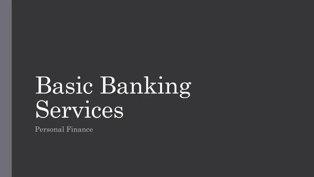 basic banking services personal finance