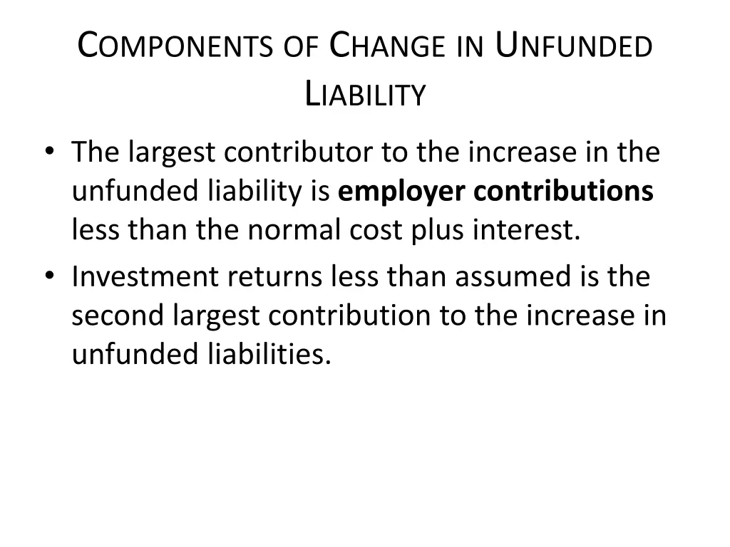 c omponents of c hange in u nfunded l iability 1