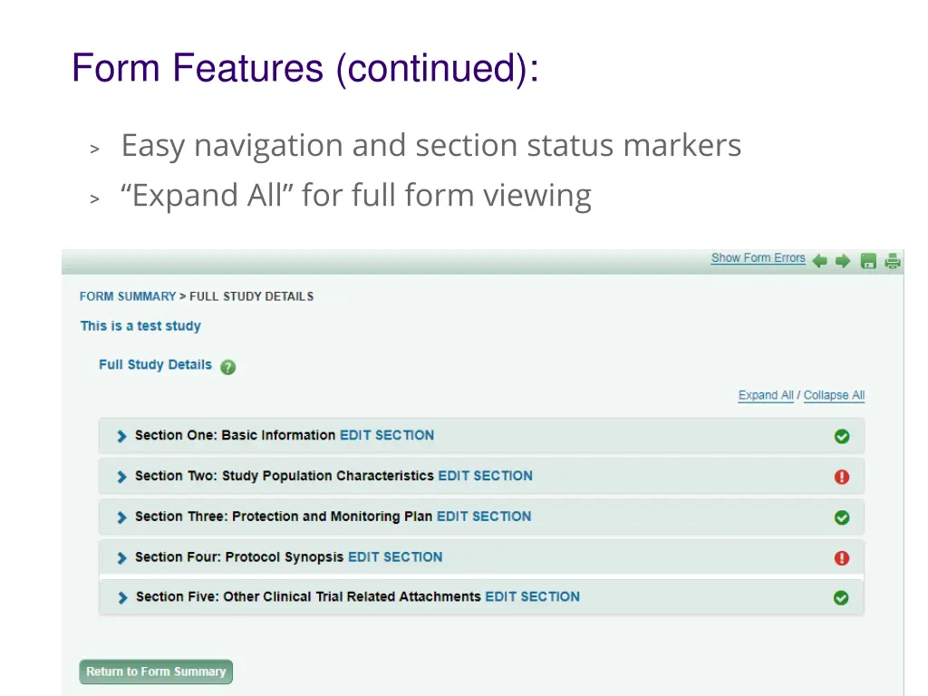 form features continued
