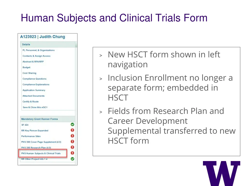 human subjects and clinical trials form