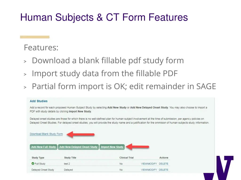 human subjects ct form features
