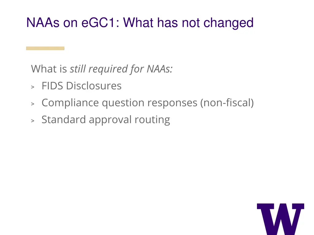 naas on egc1 what has not changed