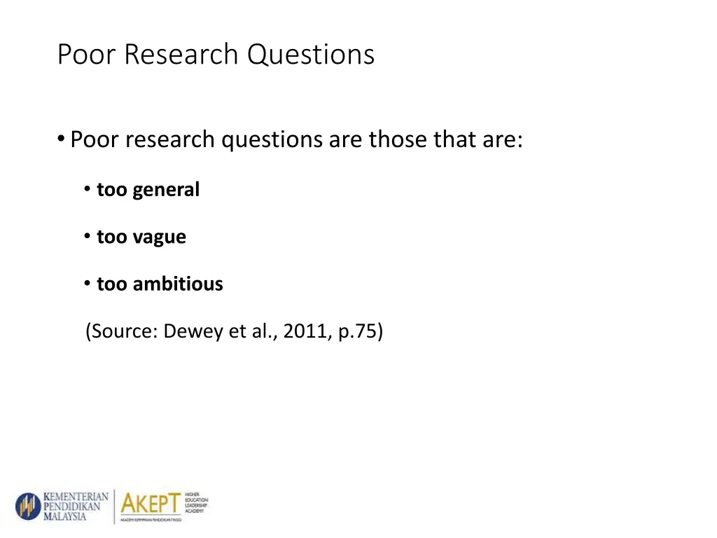 poor research questions