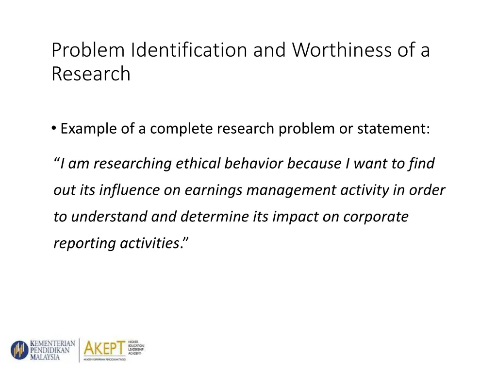 problem identification and worthiness 2