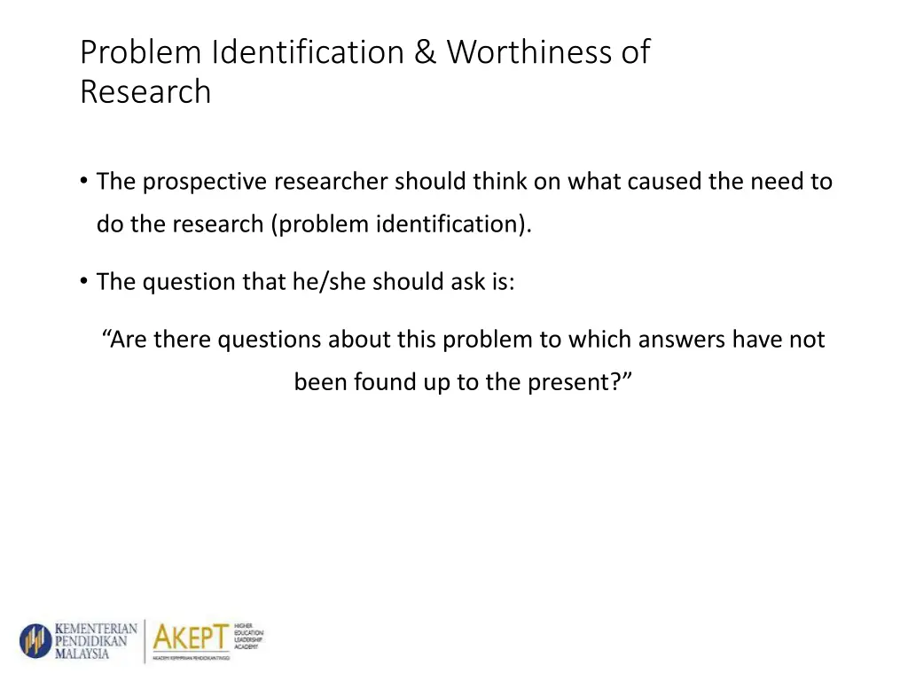 problem identification worthiness of research