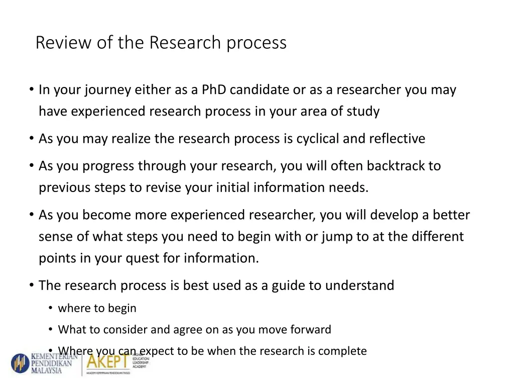 review of the research process