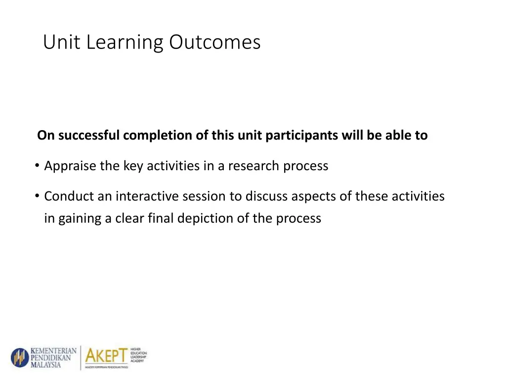 unit learning outcomes
