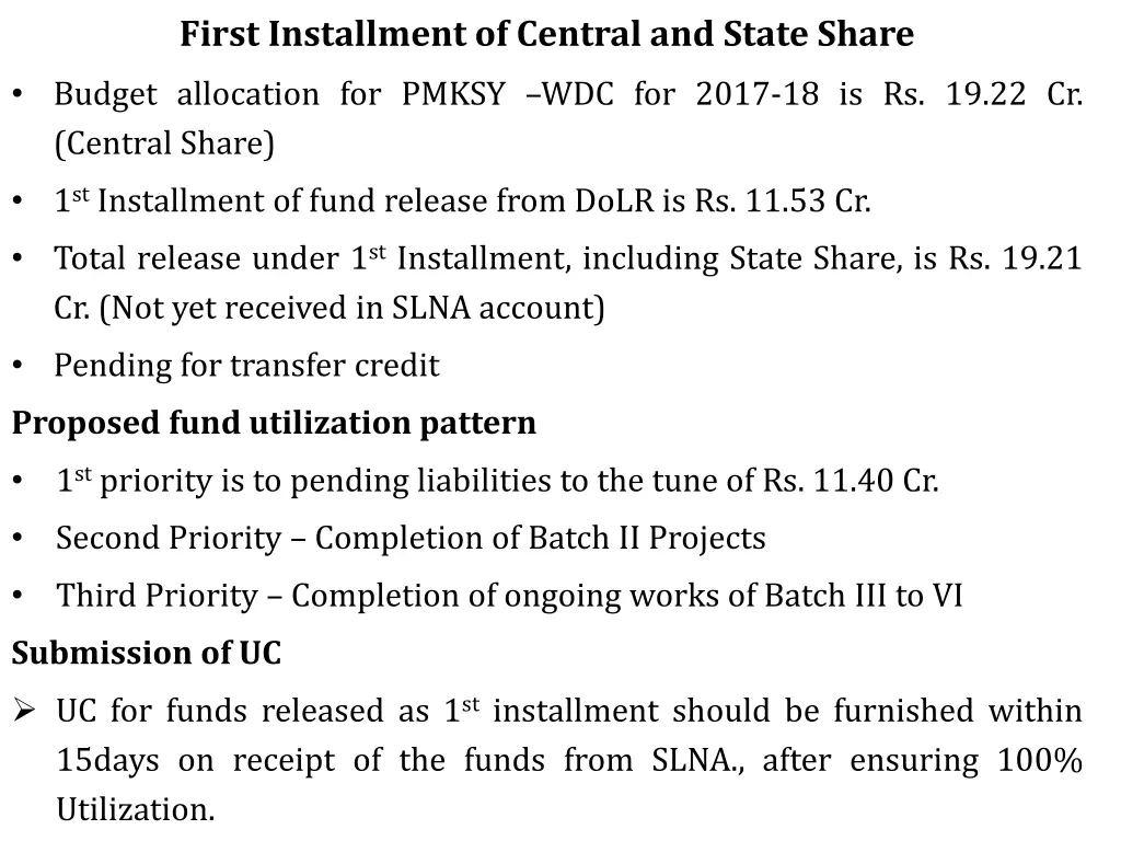 first installment of central and state share