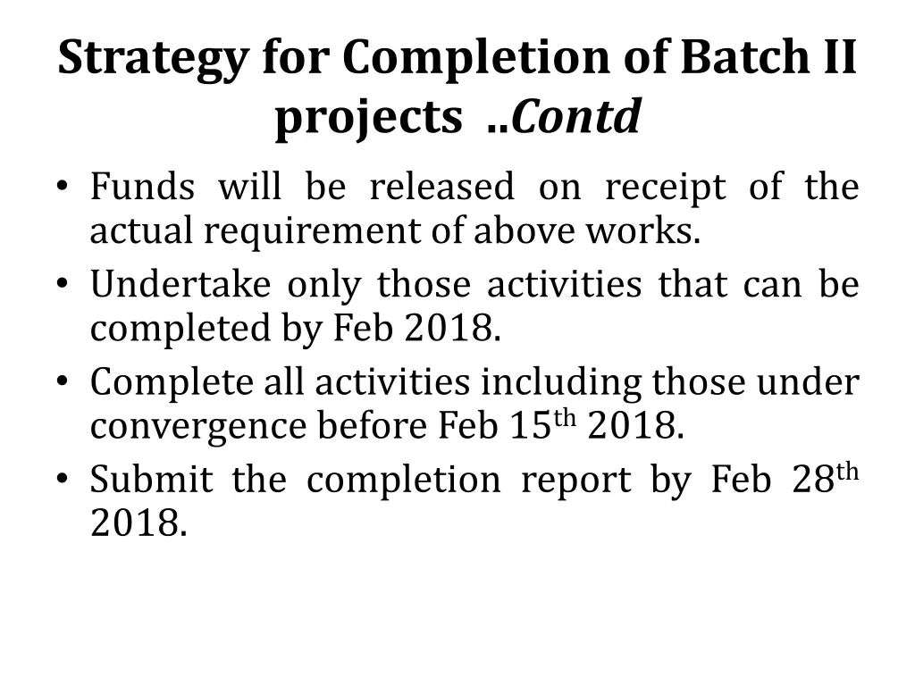 strategy for completion of batch ii projects 1