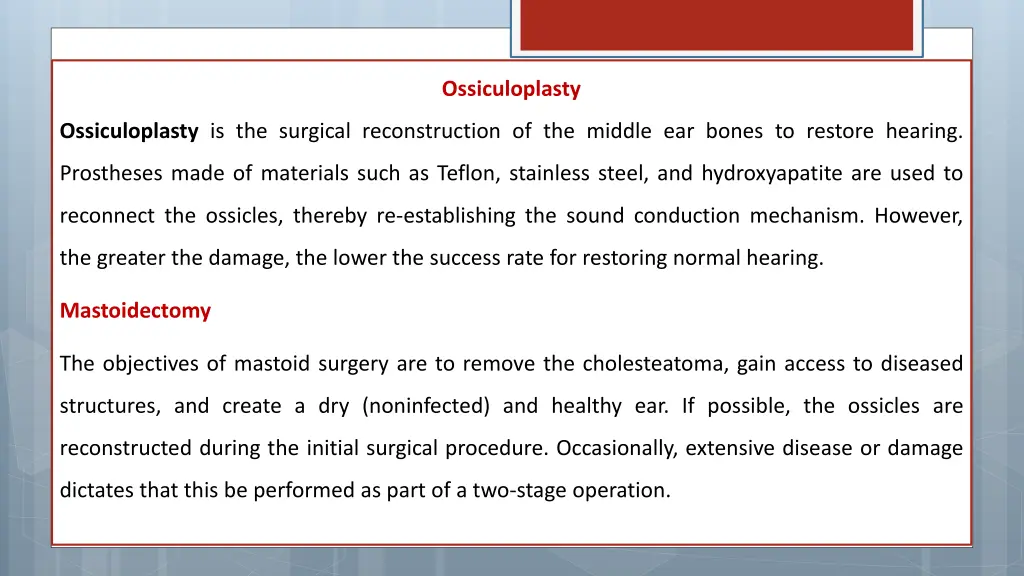 ossiculoplasty