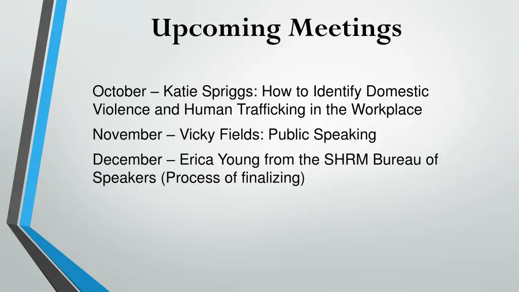 upcoming meetings