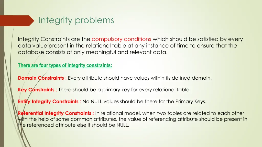 integrity problems
