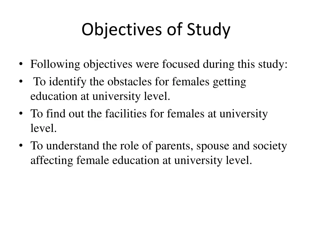 objectives of study