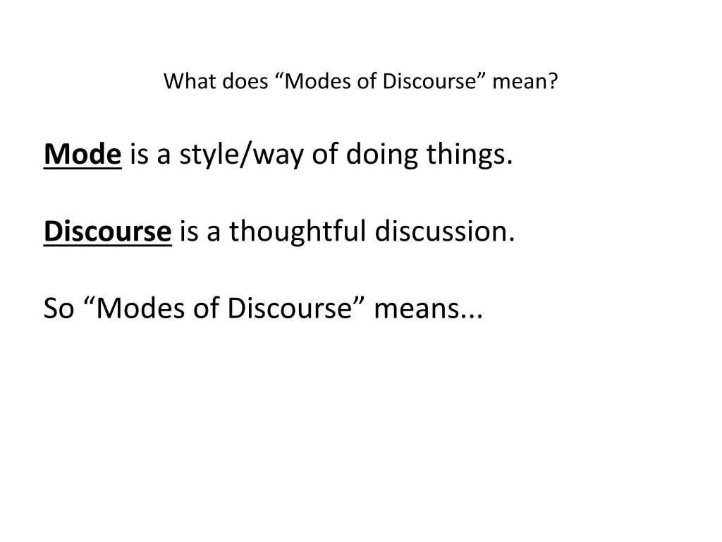 what does modes of discourse mean