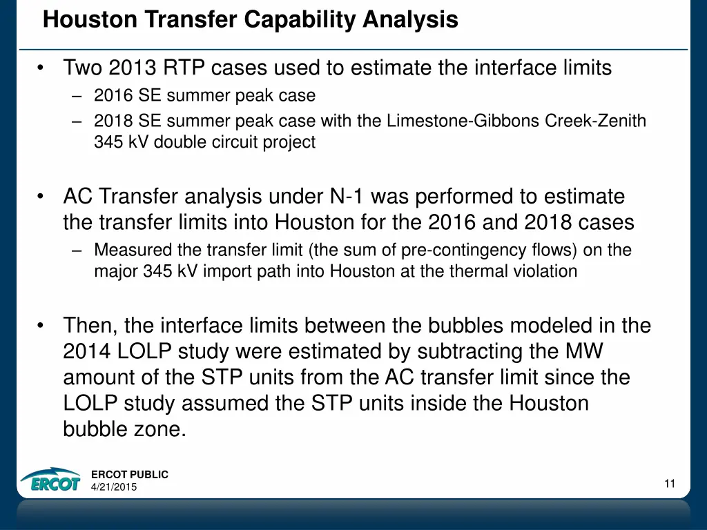 houston transfer capability analysis