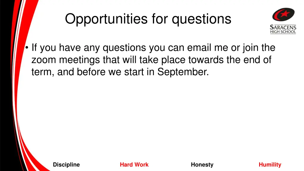 opportunities for questions