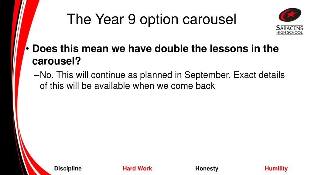 the year 9 option carousel