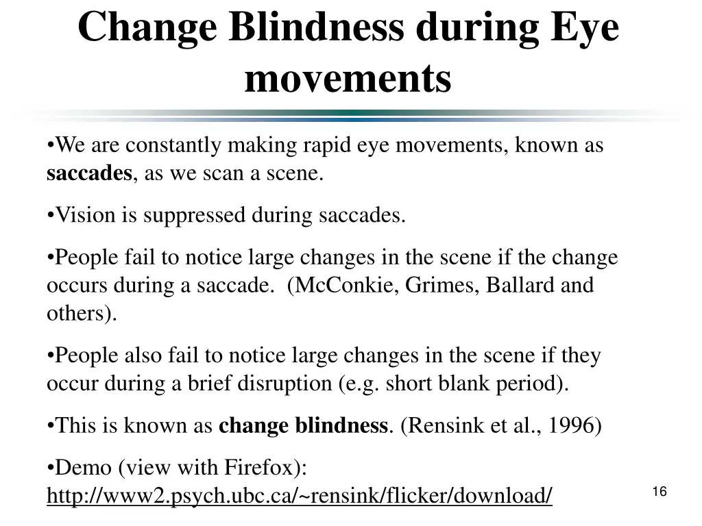 change blindness during eye movements