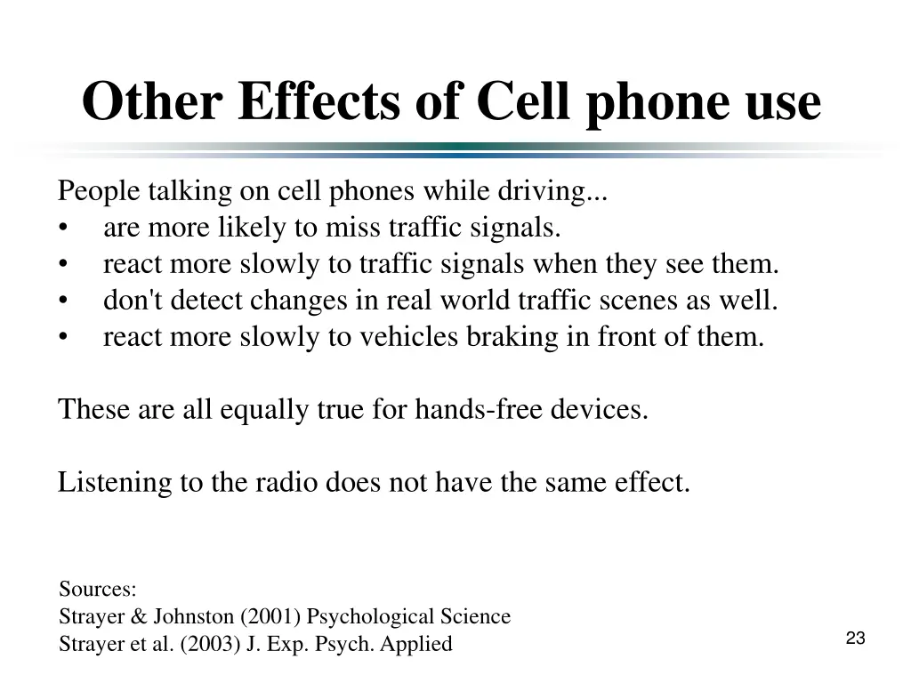 other effects of cell phone use