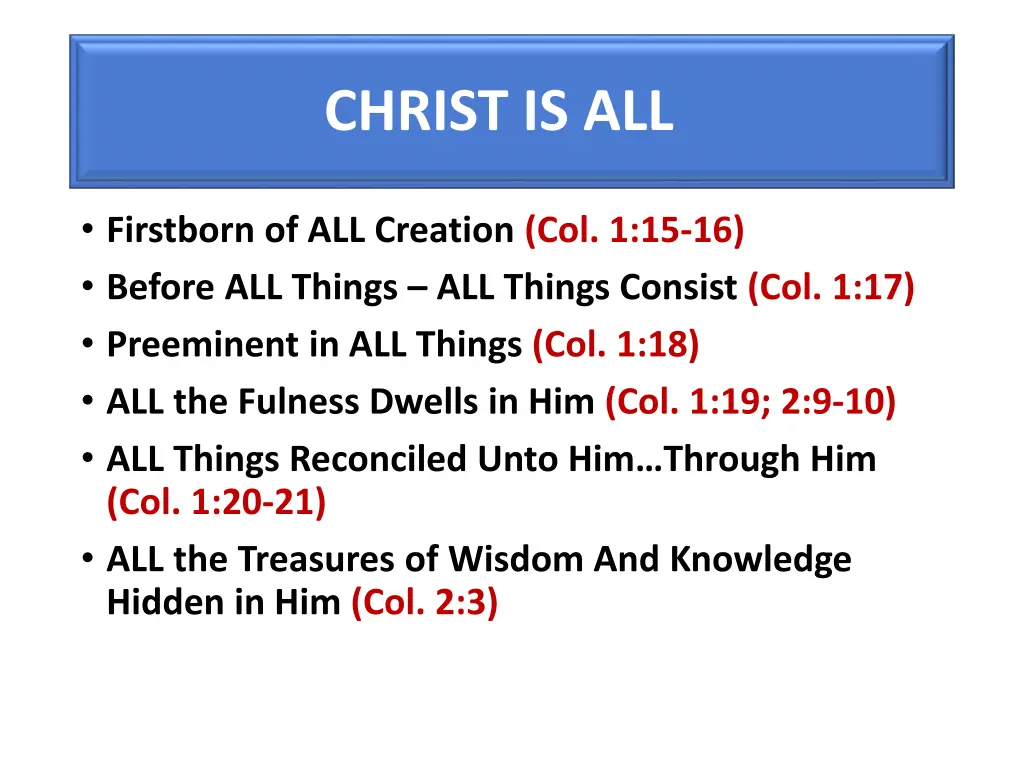 christ is all