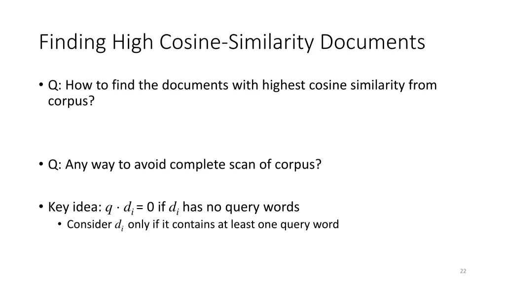 finding high cosine similarity documents