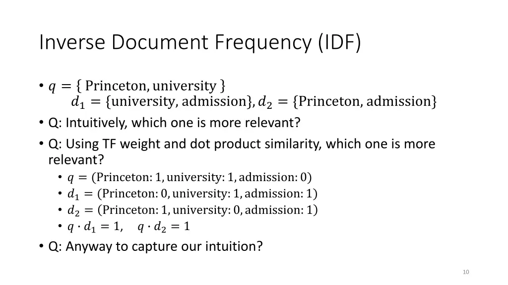 inverse document frequency idf
