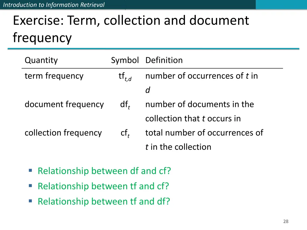 introduction to information retrieval exercise