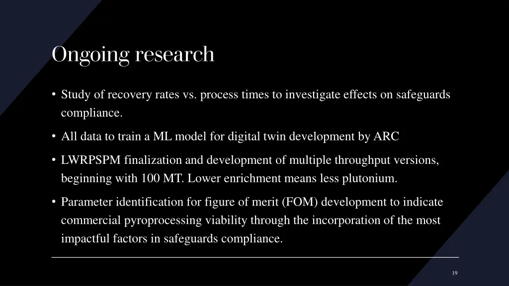 ongoing research