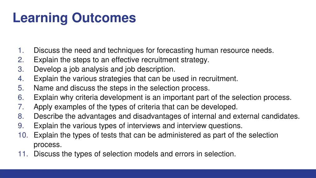 learning outcomes