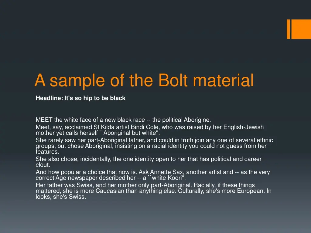a sample of the bolt material