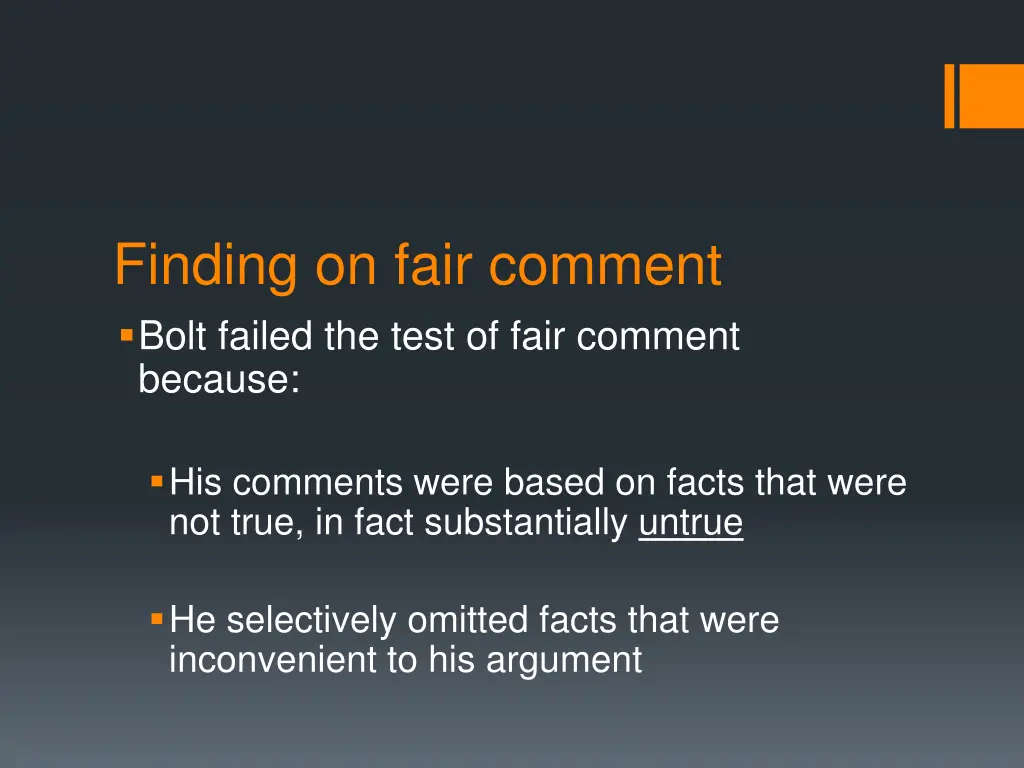 finding on fair comment bolt failed the test