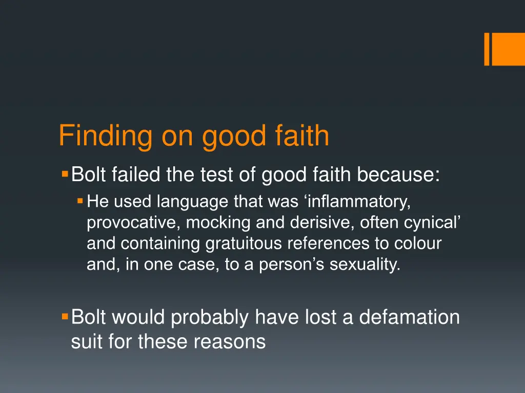 finding on good faith bolt failed the test