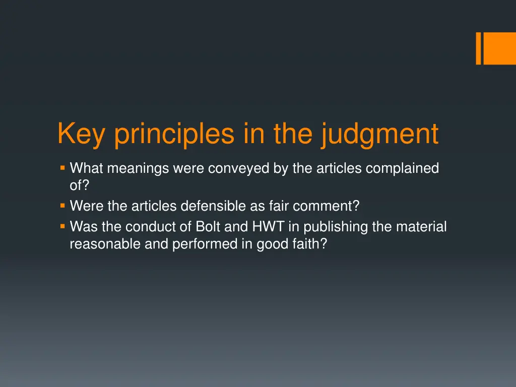 key principles in the judgment
